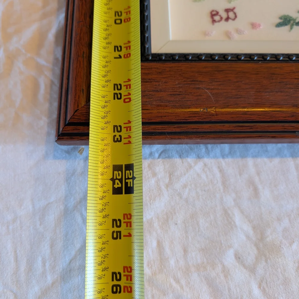 2/90$ Vintage Hand Stitched Crewel Embroidery Rooster with Brown Frame - Picture 3 of 10